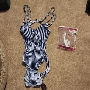 Avidlove Blue Striped Women Swim One Piece